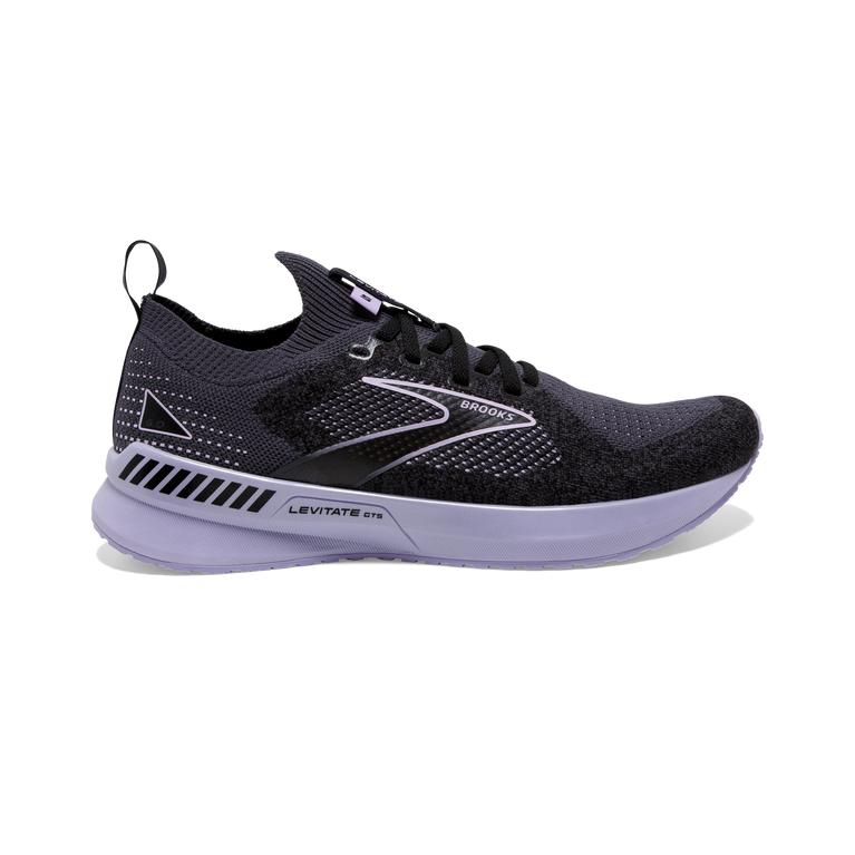 Brooks Levitate StealthFit GTS 5 Road Running Shoes - Women's - Black/Ebony/grey Charcoal/MediumPurp